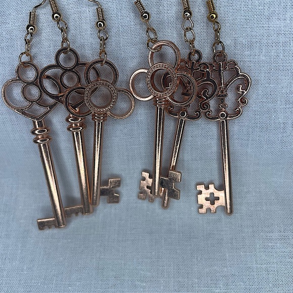 A rose gold ;She is the Key; earrings - Picture 5 of 6